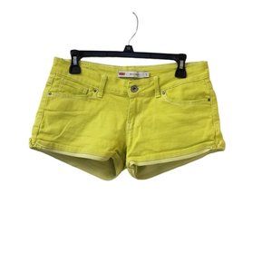 Levi's Bright Neon Yellow Green Cuffed Shorty Shorts Size 5 Low Rise